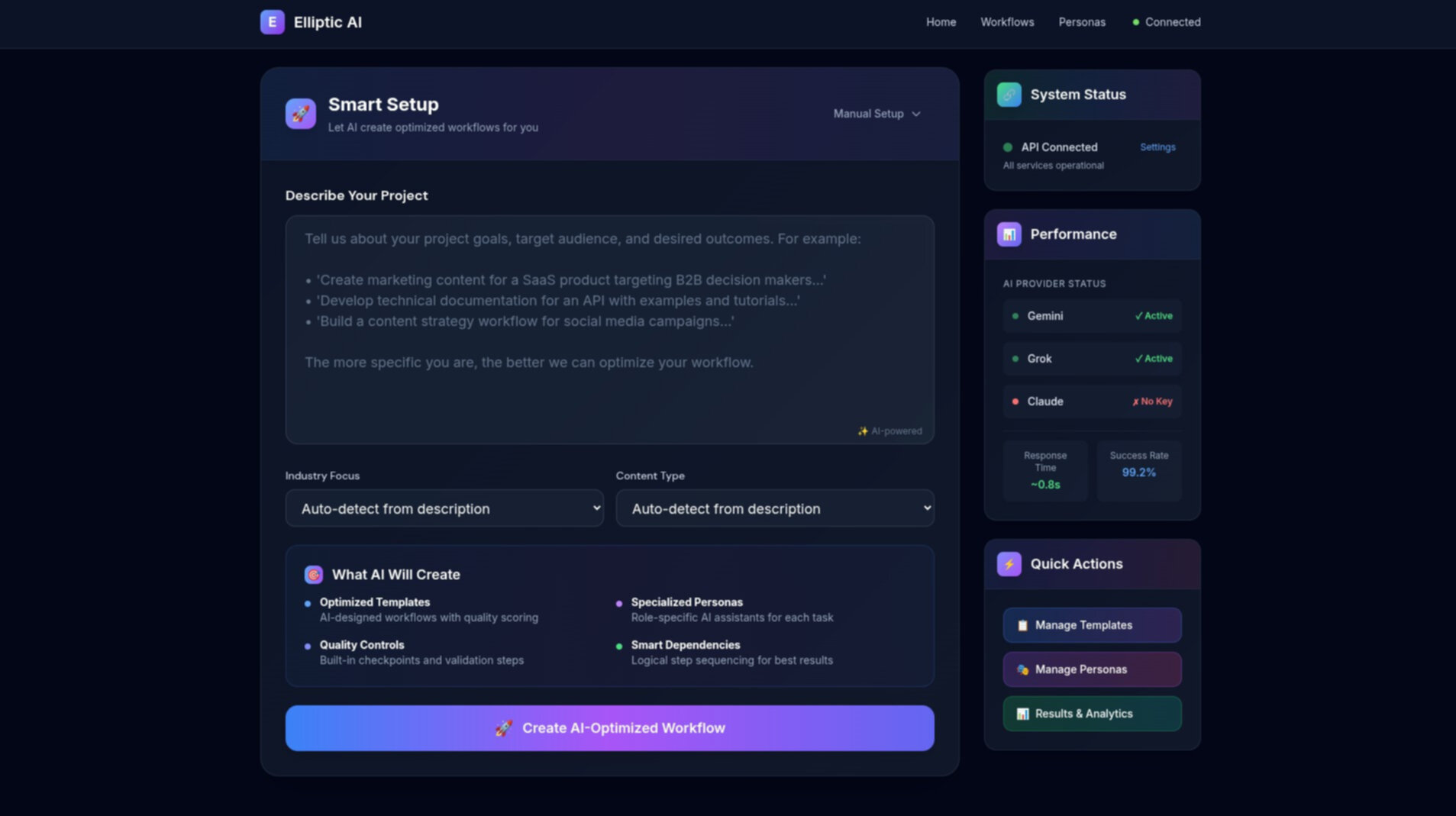 Elliptic AI workflow interface