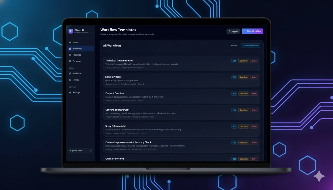 Elliptic AI workflow builder on a laptop screen